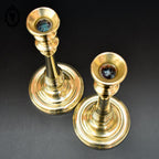 Paire de chandeliers bougeoirs Louis Philippe en laiton doré ancien