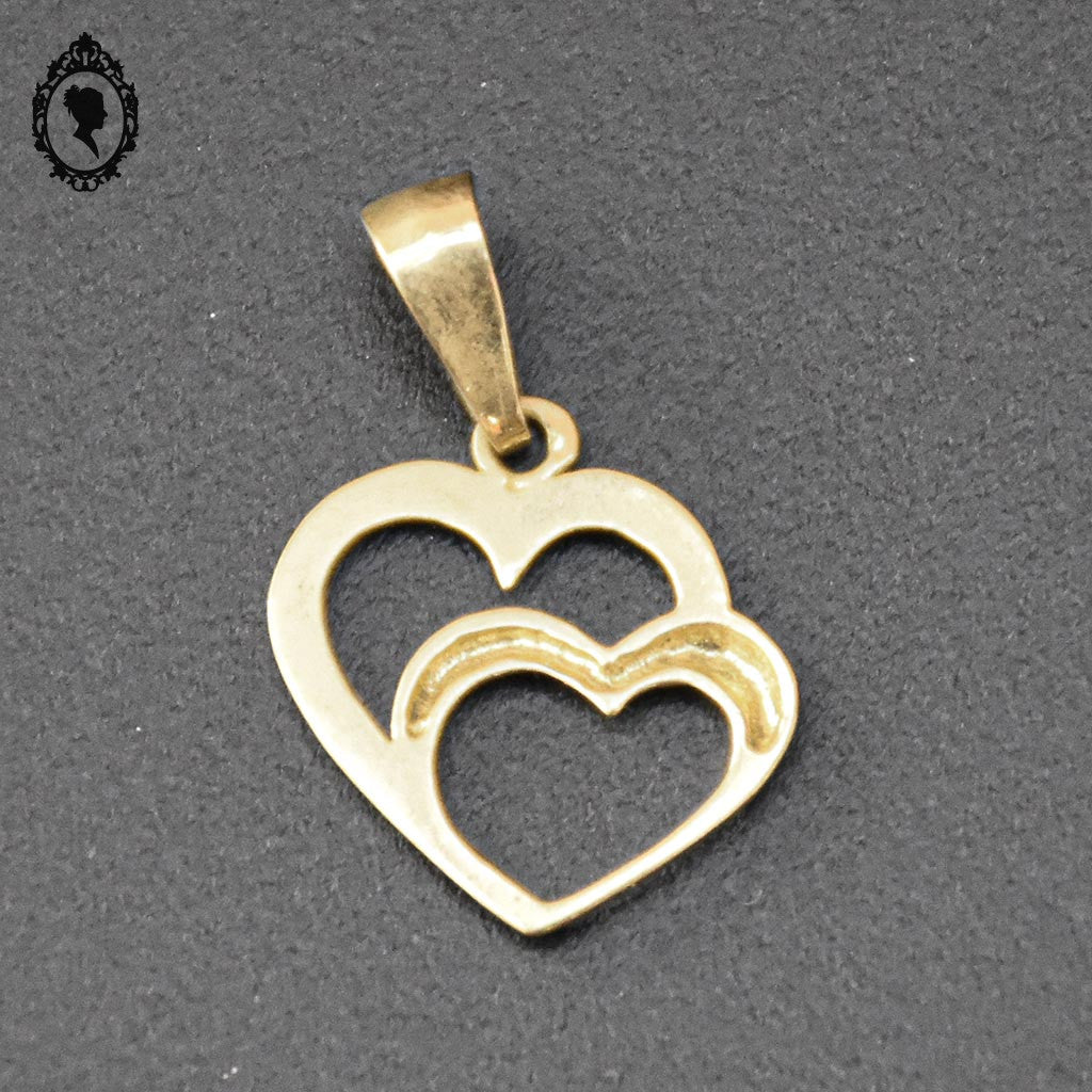 Pendentif en forme de 2 cœurs en or avec poinçon