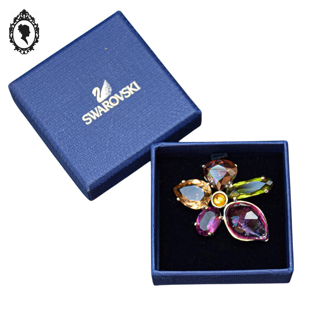 Pendentif fleur en cristal multicolore Swarovski monture argent