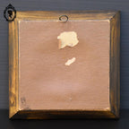 Petit cadre miniature portrait médaillon femme rousse sur ivoire signé JR ancien