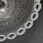 Petit compotier coupelle coupe serviteur plat sur pied en verre moulé ajouré festonné