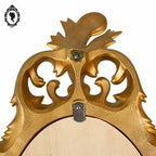Petit miroir glace cadre ovale mural doré fronton arabesque baroque H 35 cm vintage