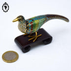 Petite figurine oiseau paon en émail émaux cloisonnés collection vintage