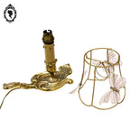 Petite lampe bougeoir à main à poser queue de rat, rat de cave bronze doré vintage