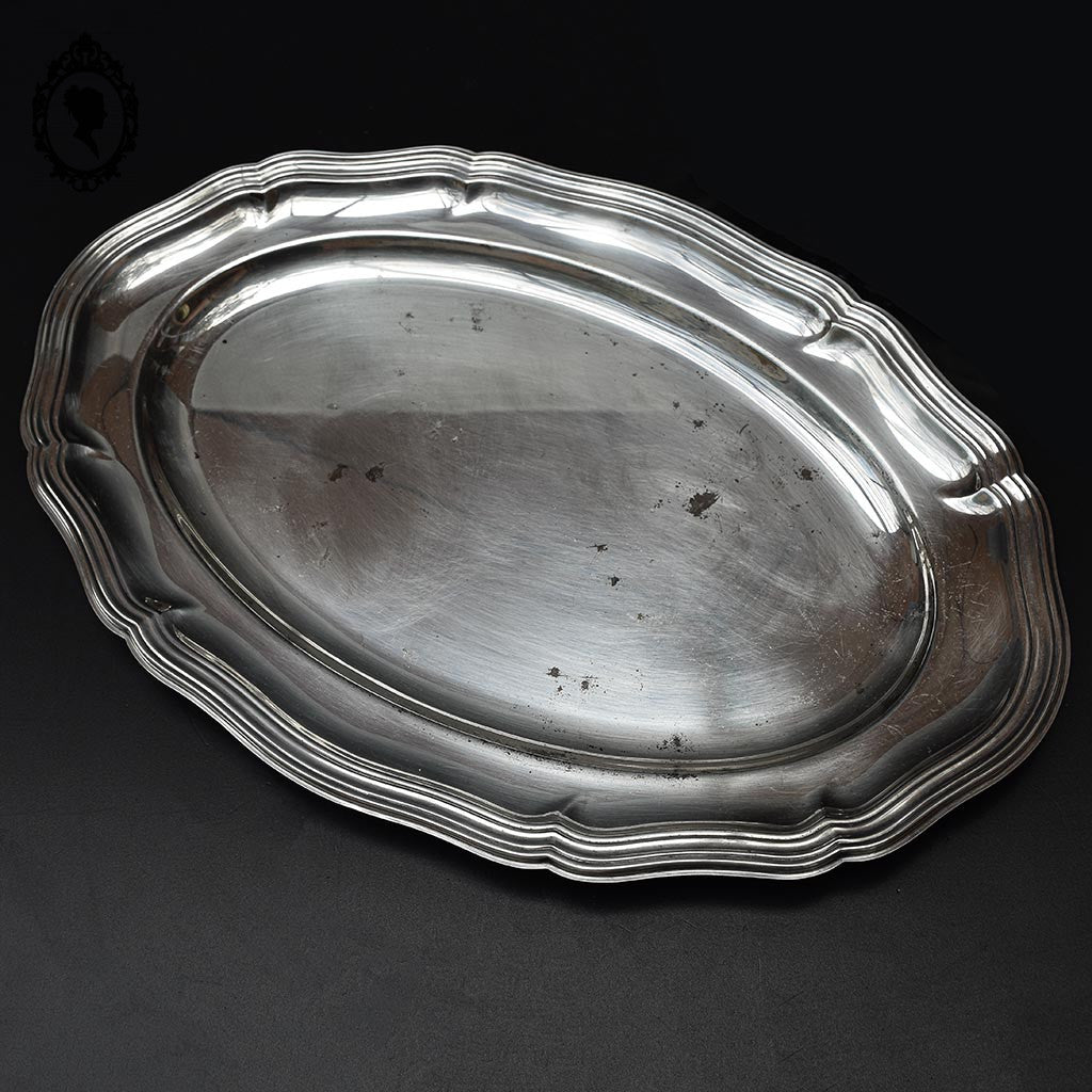 Plateau serviteur métal et 4 compartiments cristal pour apéritif