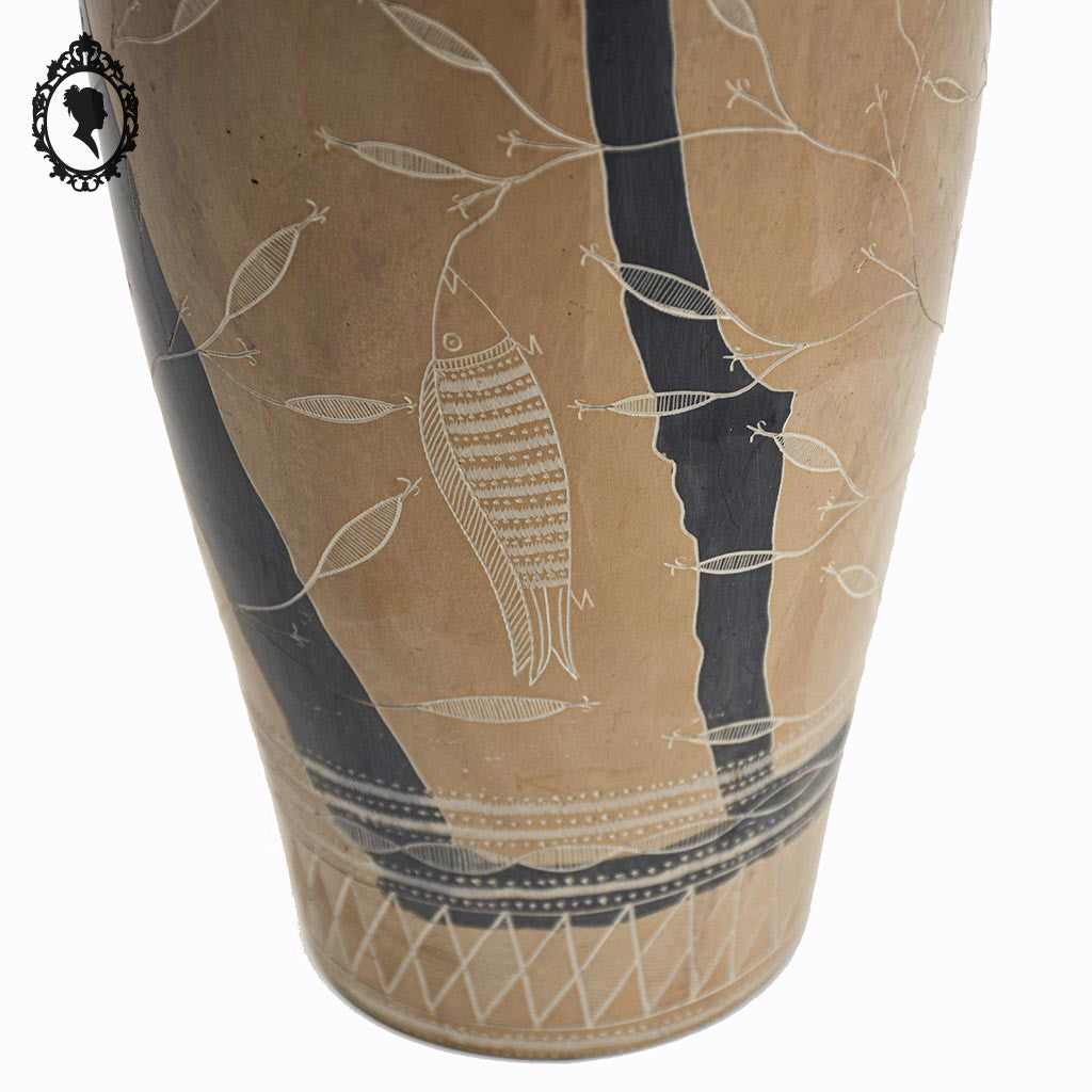Pot grec jarre urne grecque avec couvercle en terre cuite argile