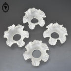 Quatre globes, abat-jour tulipe courte pour lampe à pétrole lustre suspension verre opaque vintage ancien