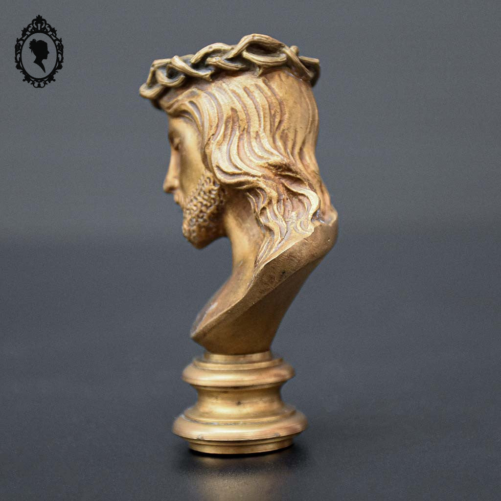 Sceau cachet statue tête buste Christ signé L. Madrassi bronze doré 19ième