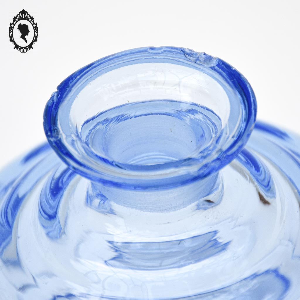 Service 3 garnitures de toilette bonbonnière flacon cristal bleu ancien Art déco