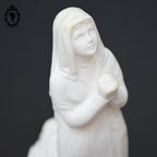 Statue Sainte Bernadette de Lourdes en albâtre blanc objet de religion ancien vintage H 14 cm