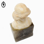 Statue tête buste femme en pierre beige et grise H 20 cm vintage