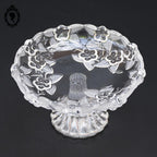 Superbe petit compotier coupelle coupe serviteur plat sur pied en verre moulé vintage