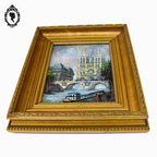 Tableau peinture à l’huile Notre Dame de Paris souvenir Montmartre 1983 18 x 14 cm