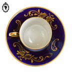 Tasse et sous tasse porcelaine bleu cobalt or Limoges