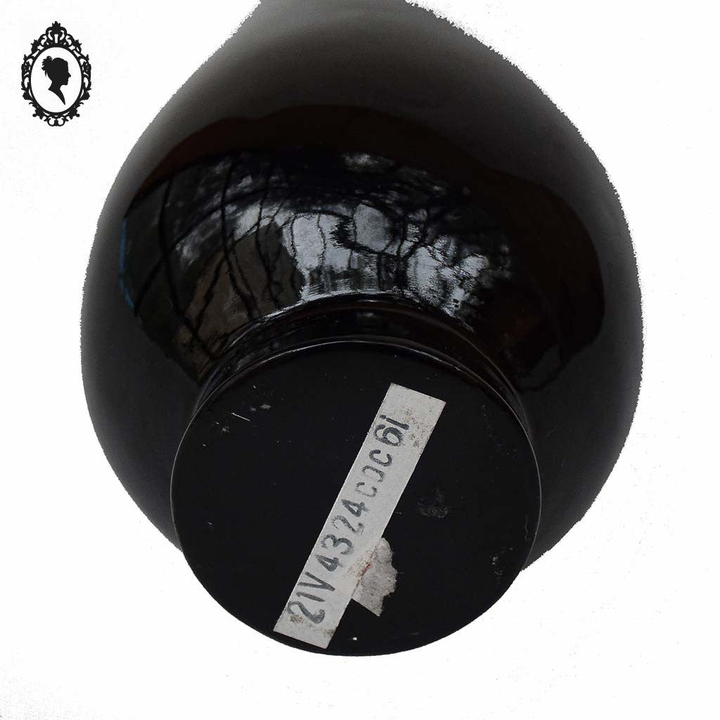 Vase oriental en bois noir laqué fleur cerisier en nacre