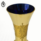 Vase soliflore bleu et doré style Murano H 30 cm vintage