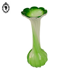 Vase soliflore forme fleur vert blanc verre style Murano