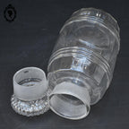Pot en verre soufflé flacon Apothicaire pharmacie couvercle forme tonneau ancien