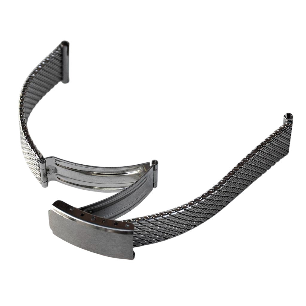 Bracelet de montre maille métallique argenté stainless steel vintage neuf attache 18 mm