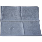 Lot de 12 grandes serviettes anciennes damassées teintes grise bleuté, monogramme brodé – 60 × 75 cm