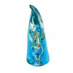 Poisson décoratif en verre bleu turquoise et transparent H 10 cm