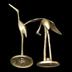 2 statues figurines hérons cigognes en laiton doré H 29 cm vintages