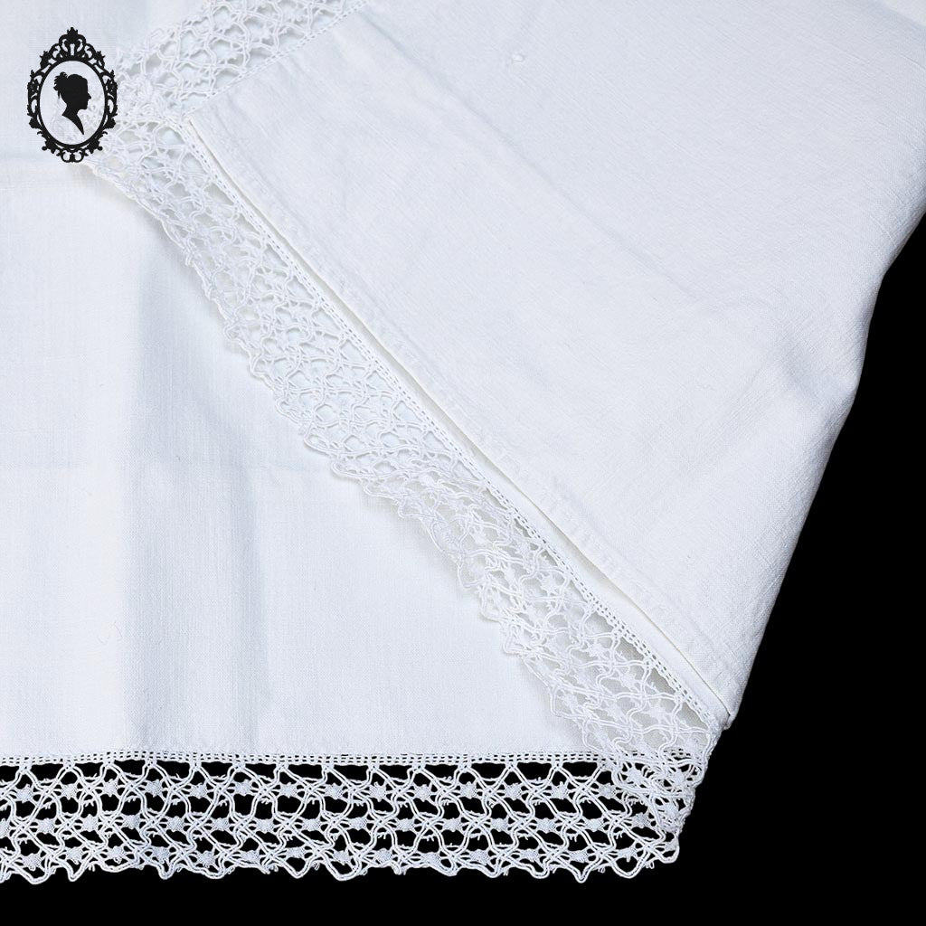 3 taies d’oreiller blanches pourtour dentelle crochet 63 x 60 anciennes