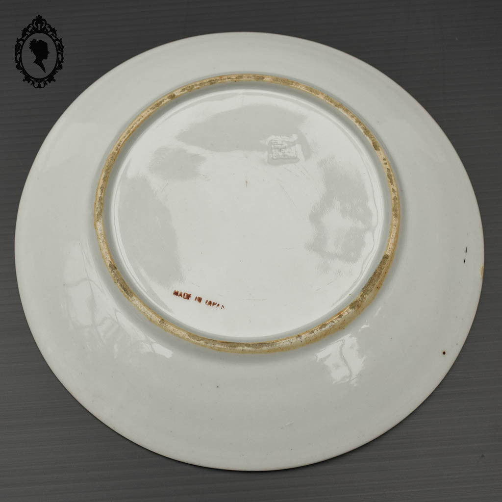 Assiette Japonaise noire jaune fleuri collection signée Yamatoku Japon Meiji ancienne