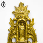Bénitier en métal doré régule Vierge et l’enfant ancien