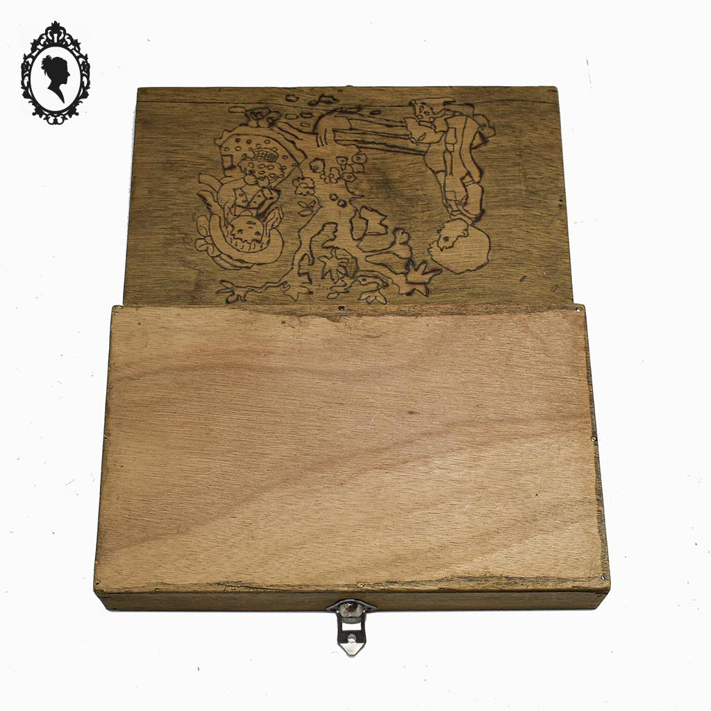 Boite en bois enfant vintage 26 x 15 cm vintage