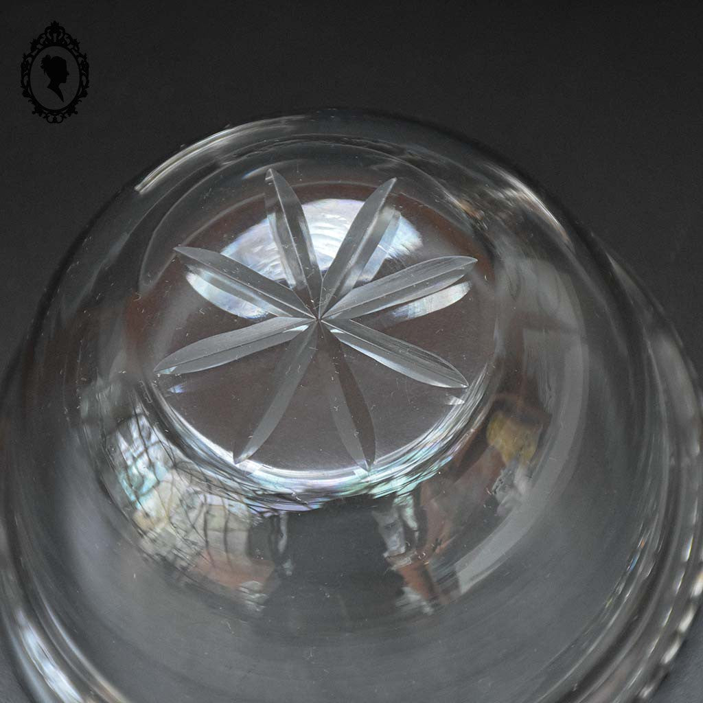 Bonbonnière drageoir sucrier piédouche en métal argenté et cristal ancien