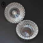 Bonbonnière en cristal blanc taillée H 11 cm vintage