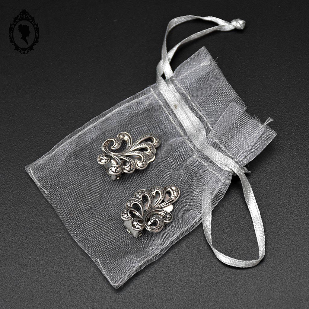 Boucles d’oreilles argent Art nouveau Art déco arabesques feuillage à clips ancien vintage