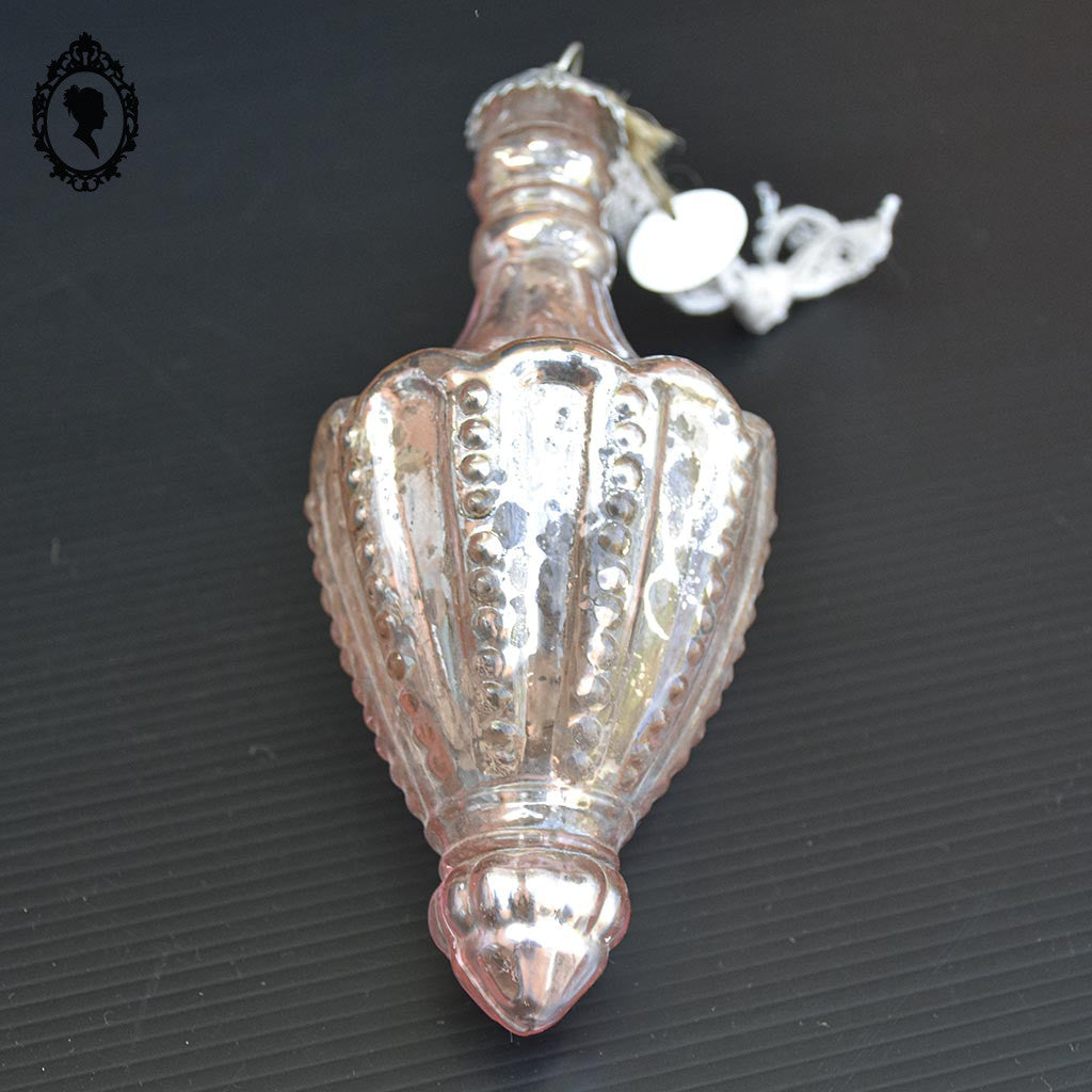 Boule de noël en verre argent mercurisé rose Braxton shabby chic
