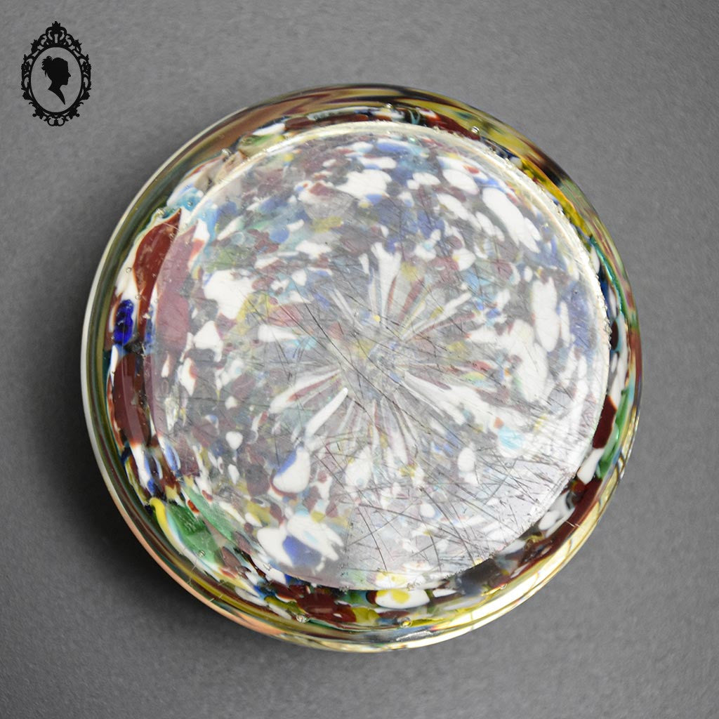 Boule sulfure mille fleurs Millefiori presse papier en verre polychrome vintage