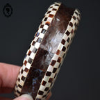 Bracelet jonc damier nacre marron beige vintage