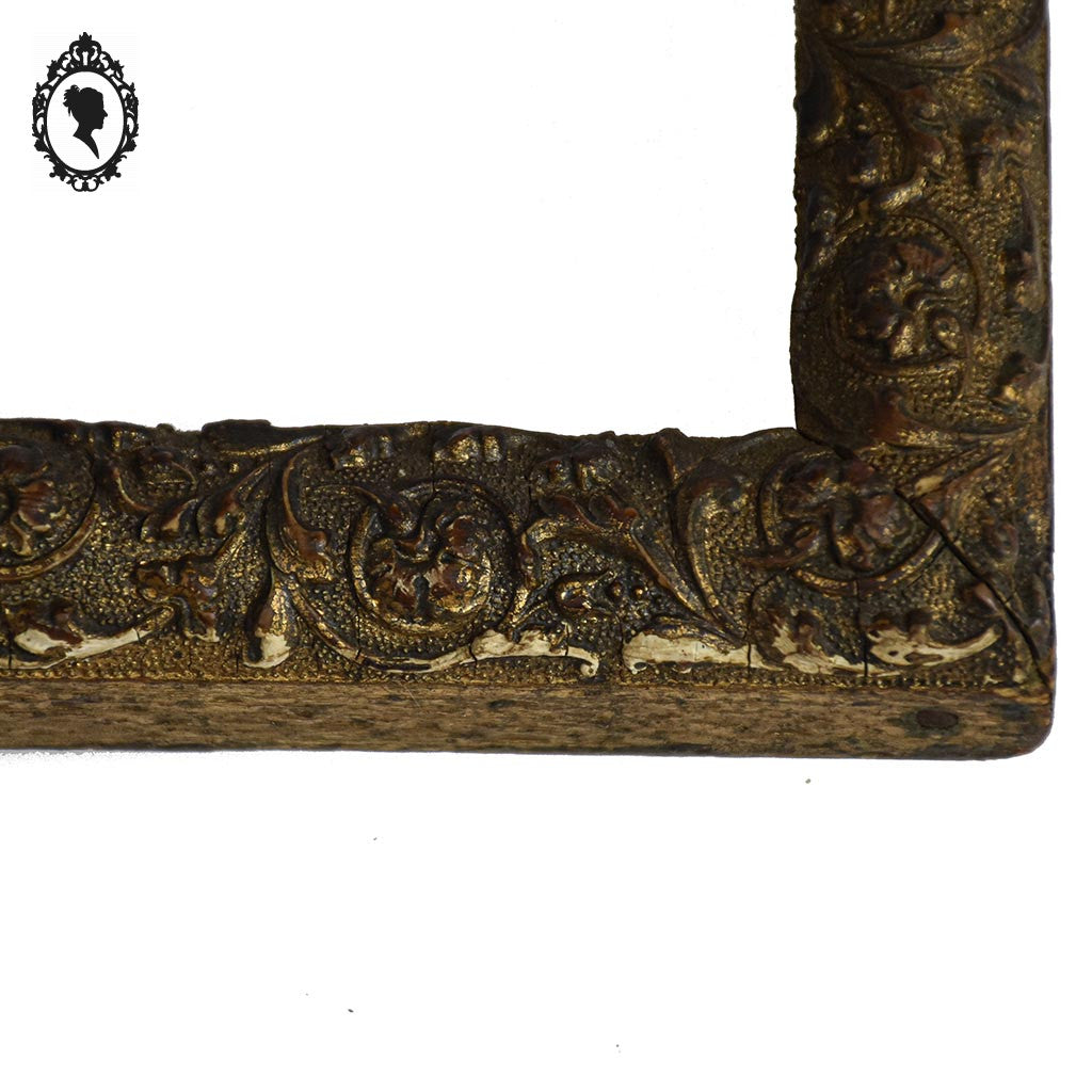 Cadre ancien rectangulaire 25 x 19 cm bois sculpté vide feuillure 21,4 x 16 cm