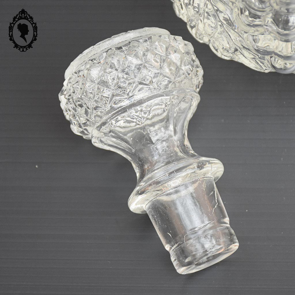 Carafe forme grappe de raisin en verre blanc avec bouchon vintage