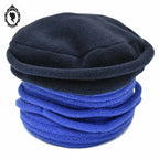 Chic Chapeau bonnet bleu enfant polaire forme cloche Tout en tête NEUF Taille 46 cm