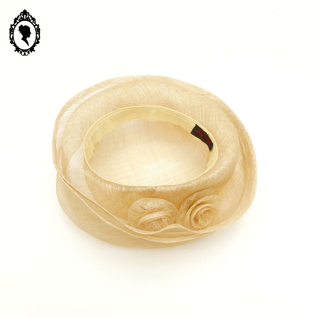 Chic Chapeau femme cérémonie beige clair naturel Joa Nell en sisal NEUF Taille S