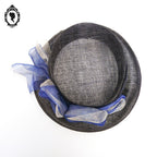 Chic Chapeau femme cérémonie bleu marine JOA NELL sisal paille NEUF Taille S ou 55 cm