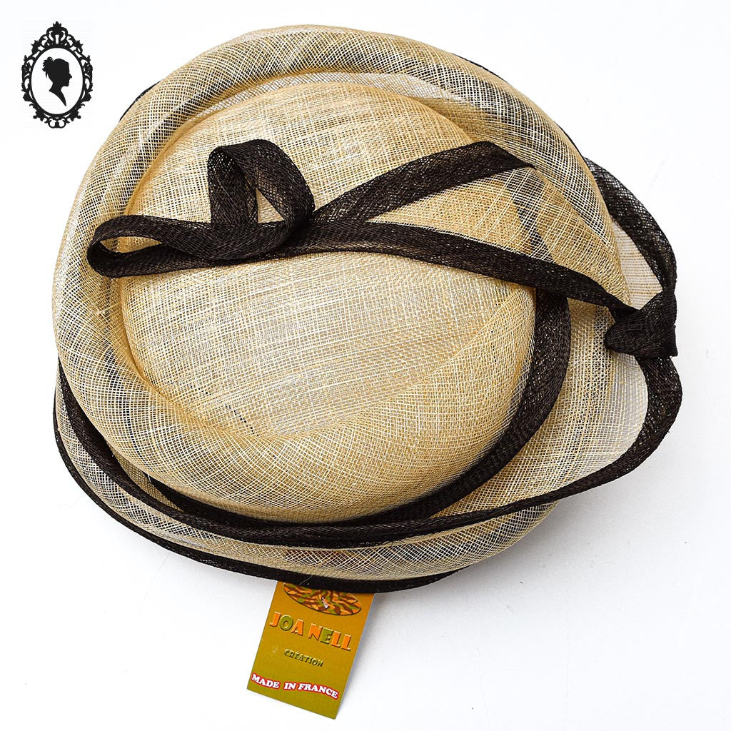 Chic Chapeau femme cérémonie beige marron JOA NELL sisal paille NEUF Taille M ou 56 cm