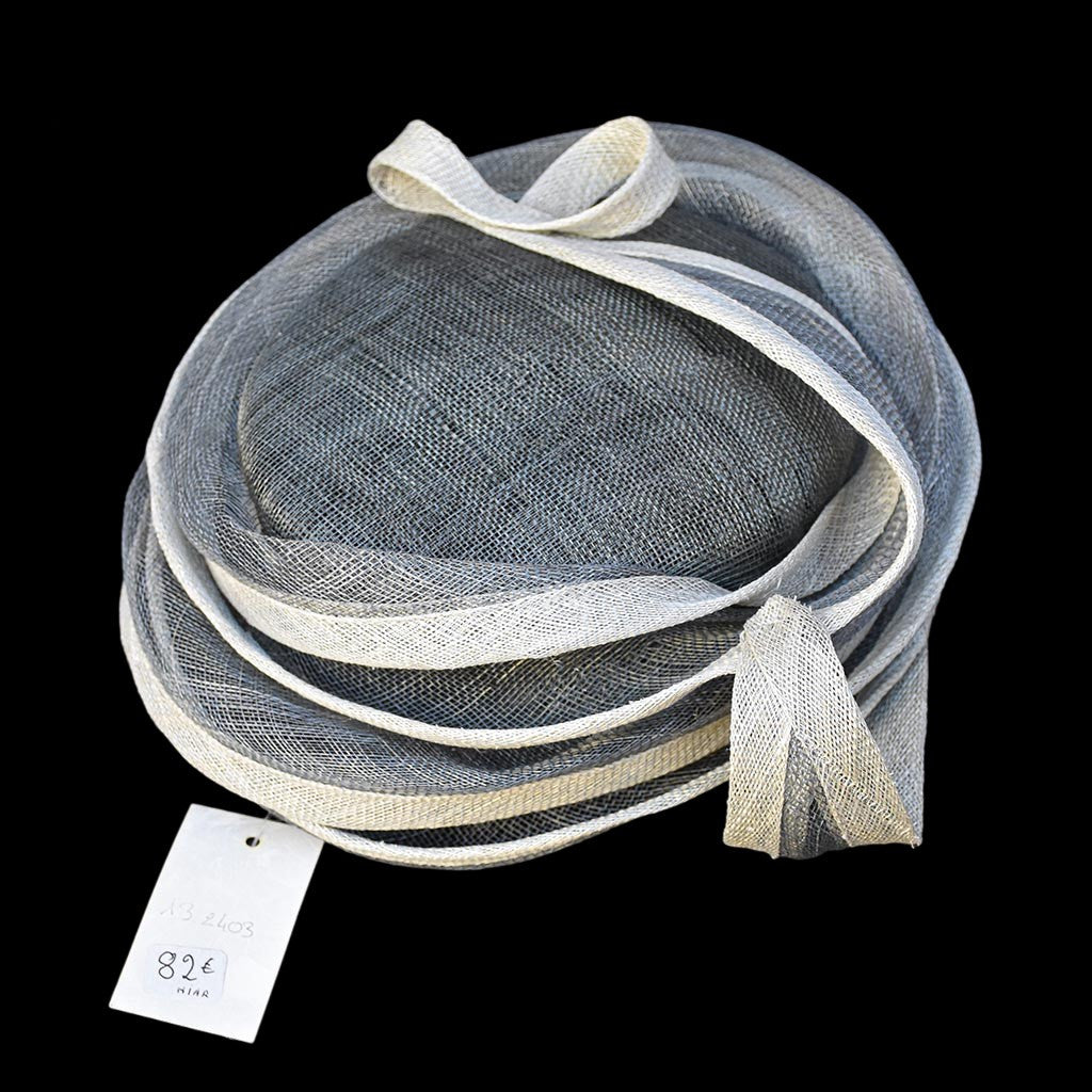 Chapeau femme cérémonie gris JOA NELL sisal paille NEUF Taille S ou 55 cm