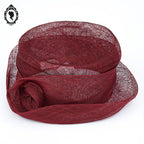 Chapeau femme cérémonie rouge bordeaux JOA NELL sisal paille NEUF Taille S ou 55 cm