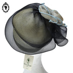 Chic chapeau été femme beige noir bleu fibre naturelle T M / 57 cm