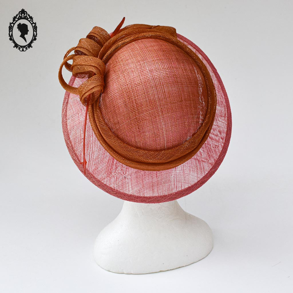 Chic chapeau fille enfant cérémonie rose orange 55 cm Taille S Neuf