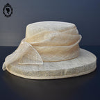 Chic chapeau nœud femme beige fibre naturelle T M  57 cm