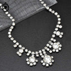 Chic collier de princesse strass faux diamants métal gris vintage