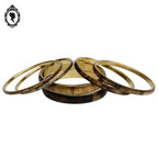 Chic ensemble 6 bracelets rigides joncs laiton effet bois vintage