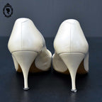 Chics escarpins à talon italien en cuir beige nacré Linca ou Limca P 36 vintage
